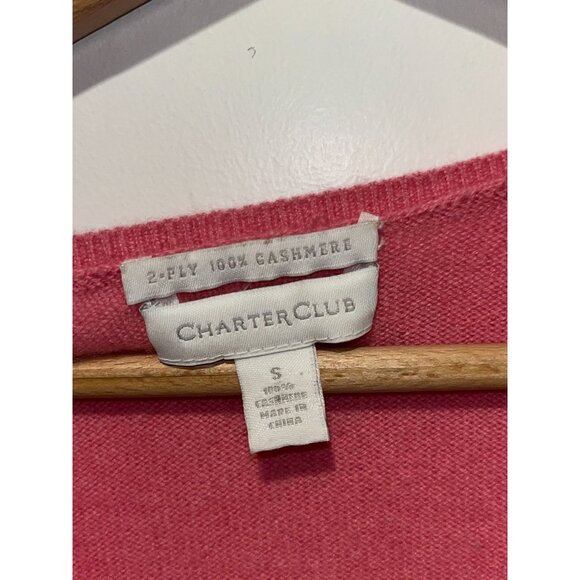 Charter Club Pink 2-Layer 100% Cashmere V-Neck Long Sleeve Sweater Women's Size - Picture 3 of 7
